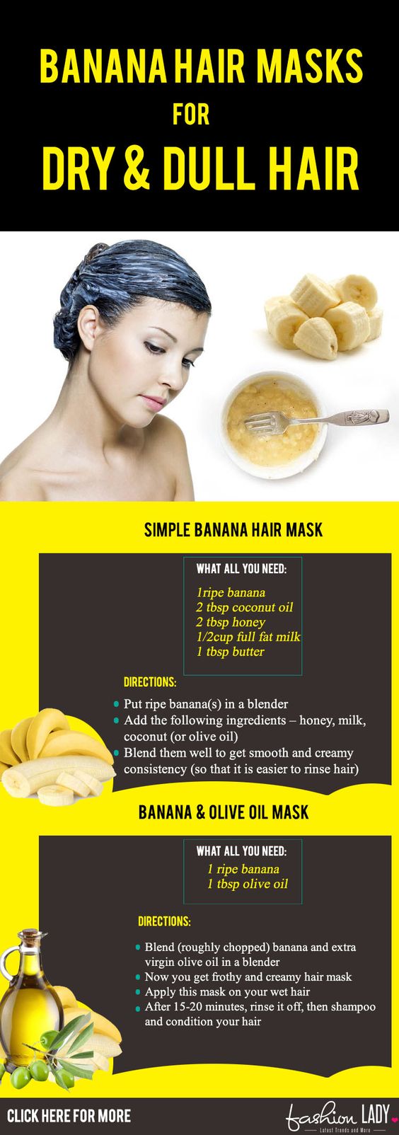 17 natürliche Bananen-Haar-Masken für trockenes und stumpfes Haar 