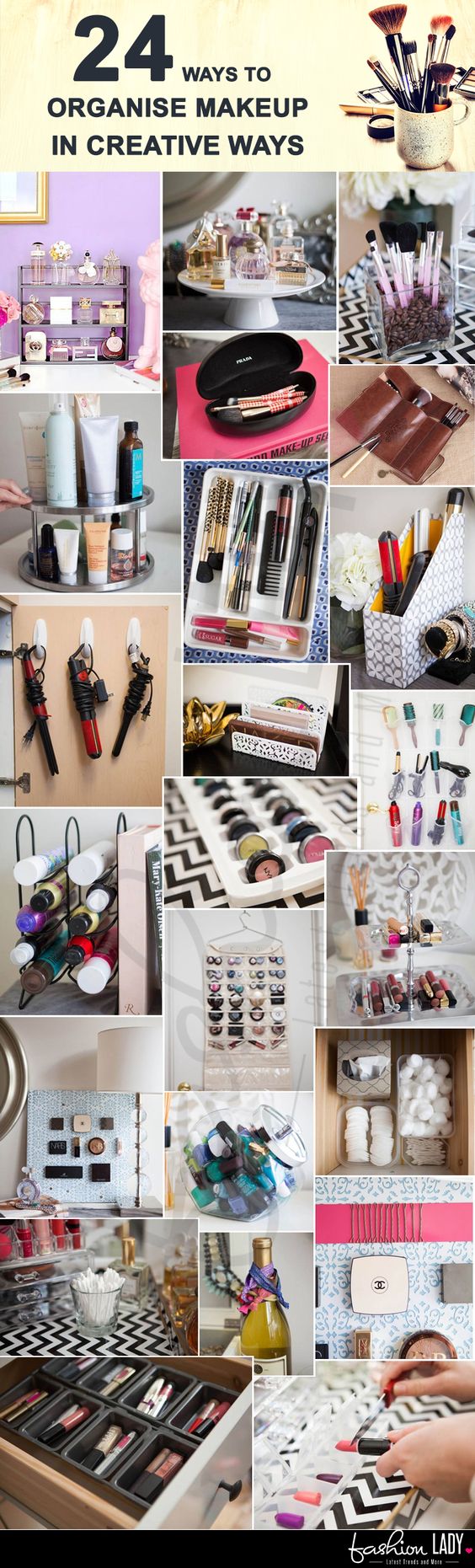 24 Möglichkeiten, Make-up auf kreative Weise zu organisieren 